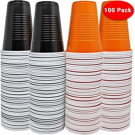 THE TWIDDLERS 100 Large Halloween Themed Disposable Plastic Party Cups ...