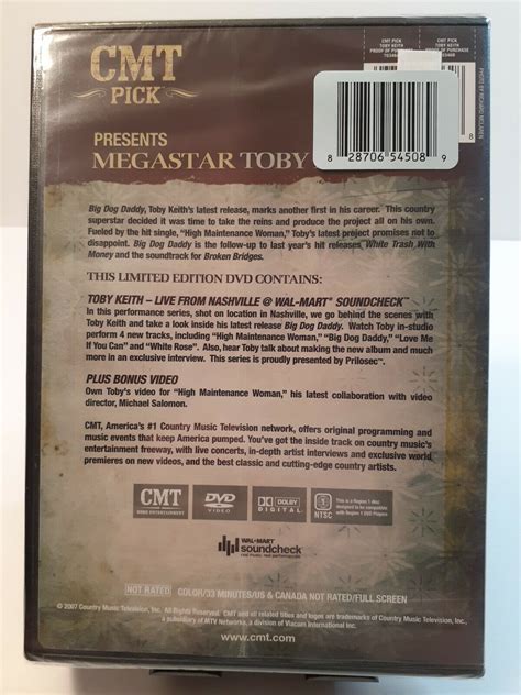 CMT Pick Toby Keith DVD Soundcheck Plus Bonus Video NEW SEALED EBay