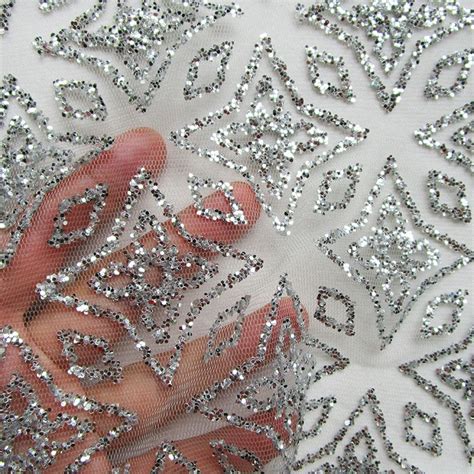 Star New Silver Glitter Sequin Mesh Fabric French Shining Sexy Wedding