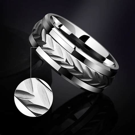 Mens fidget spinner ring mens fidget ring men tungsten ring