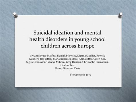 Suicidal Ideation And Mental Health Disorders In Young School Children
