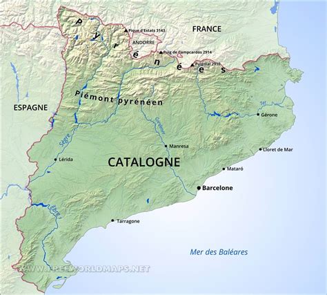 Je suis allé en catalogne la première fois avec mes parents. Carte de Catalogne