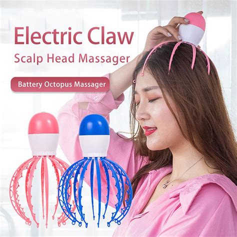 Buy Scalp Head Massager Electric Claw Battery Octopus Massage Comb Vibration Device At