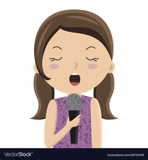 Cartoon Girl Singing In Microphone Royalty Free Vector Image