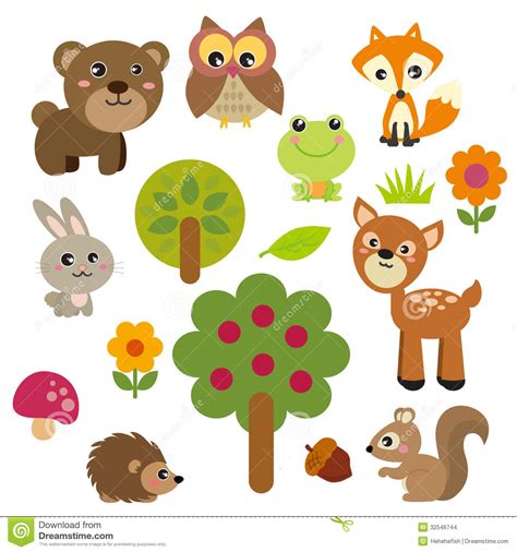 Cute Forest Animals Stock Vector Illustration Of Design
