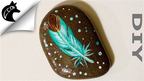 Rock Painting Feather How To Paint With Acrylic Youtube Painted