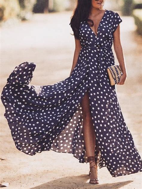 Leisure Polka Dots Long Sleeve Maxi Dress Wholesale7 Blog Latest Fashion News And Trends