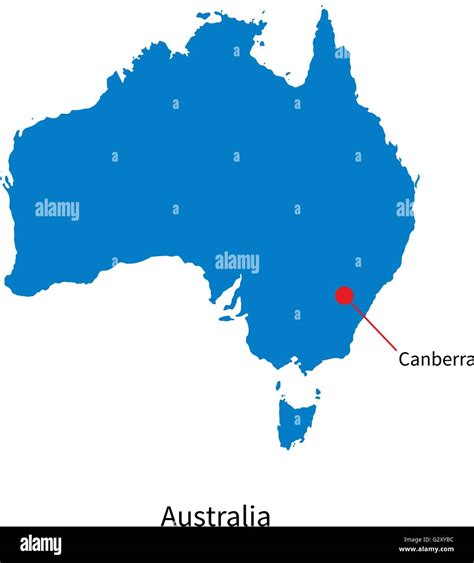 Detailed Vector Map Of Australia And Capital City Canberra Stock Vector
