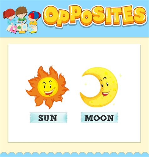 Opposite Words For Sun And Moon 6591035 Vector Art At Vecteezy
