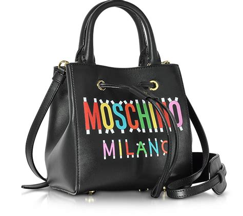 Moschino Black Leather Mini Satchel Bag Wdetachable Shoulder Strap At