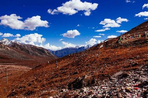 Mountains And Blue Sky On Tibetan Plateau Stock Image Image Of