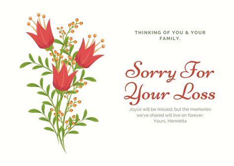 Order full size sympathy card online at bloomex australia. Sorry For Your Loss Card Template - Best Business Templates