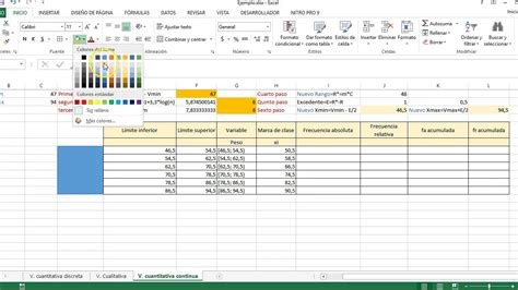 Tablas De Frecuencia Para Variables Cuantitativas Continuas En Excel