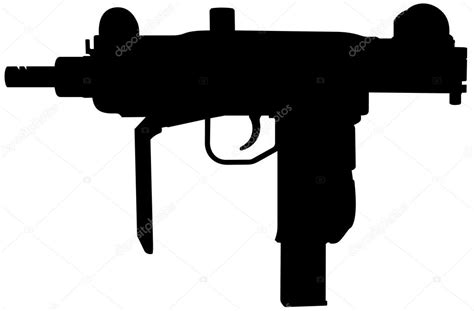 Siluet Pistol Otomatis Uzi — Stok Vektor © Yyordanov 45398229
