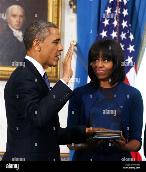 United States President Barack Obama Takes The Oath Of Office In Stock