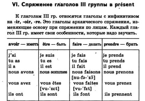 Глаголы 3 группы во французском языке