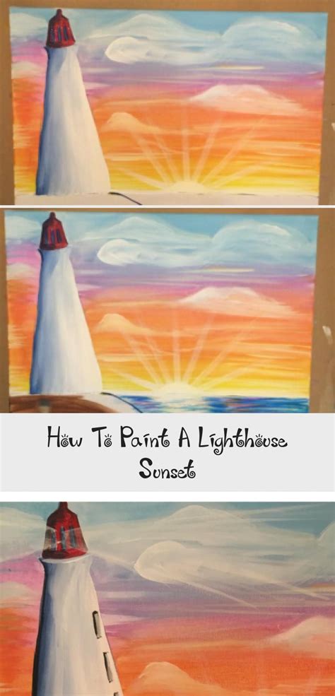 How To Paint A Lighthouse Sunset Step By Step Painting Acrylic Canvas