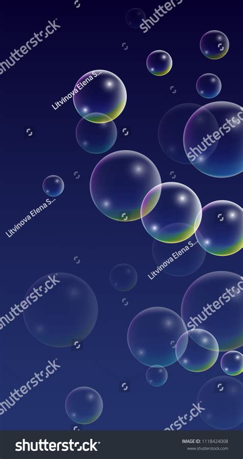 Foam Bubbles Rainbow Reflection Set Realistic Stock Vector Royalty