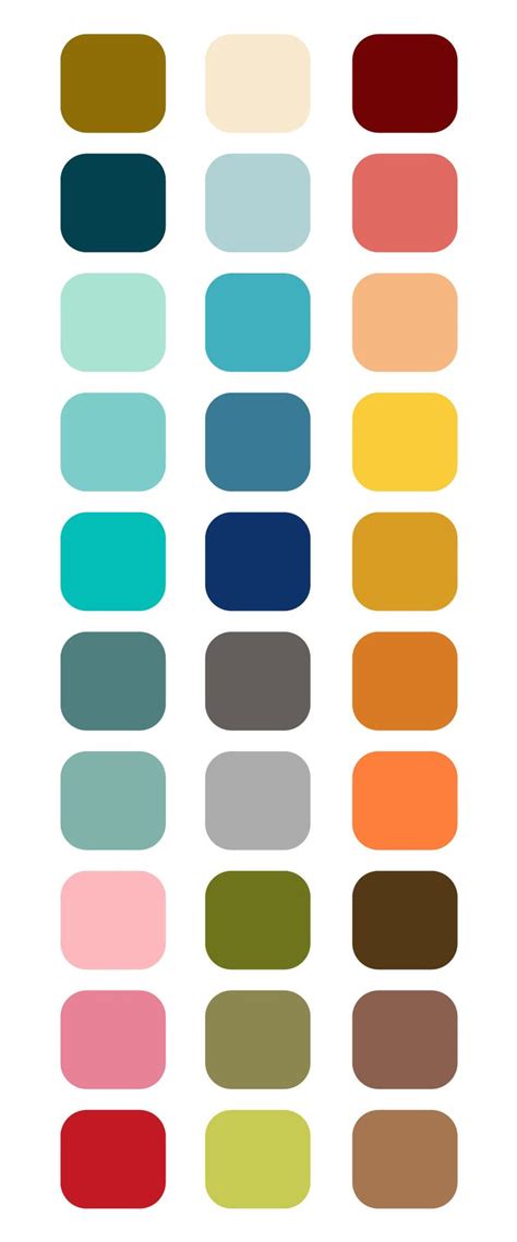 Mid Century Modern Color Palette For Procreate And Hex Codes Etsy In