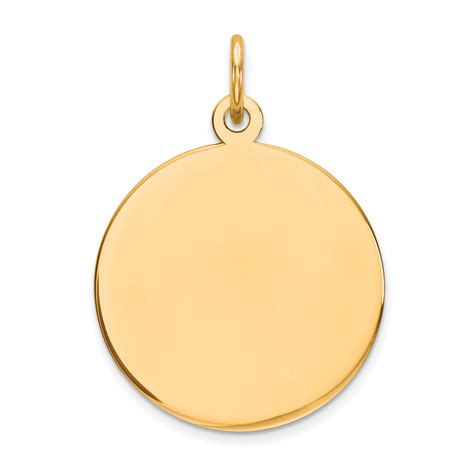 14k Yellow Gold Round Disc Pendant Charm Necklace Engravable Plain Fine