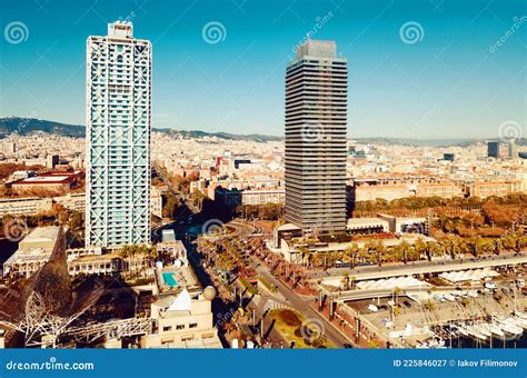 Two Skyscrapers Of Barcelona Stock Image Image Of Harbor Urban