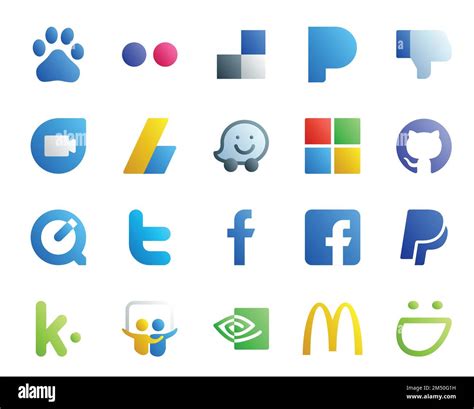 20 Social Media Icon Pack Including Slideshare Paypal Waze Facebook