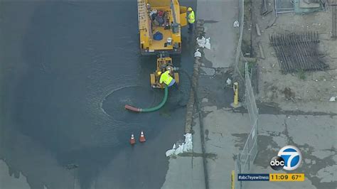 Dtla Sewage Spill Flows Into La River Causes Closure Of Long Beach