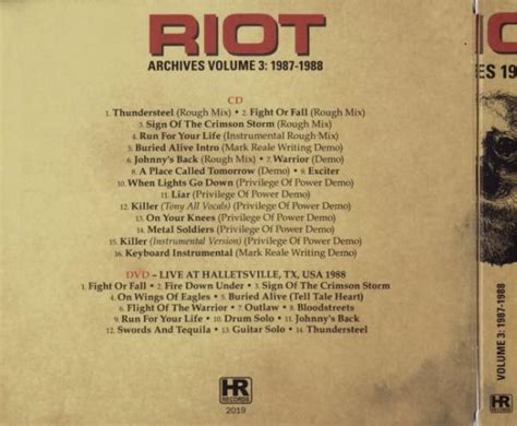 Riot Archives Volume 3 1987 1988 2019 Heavy Metal Download For