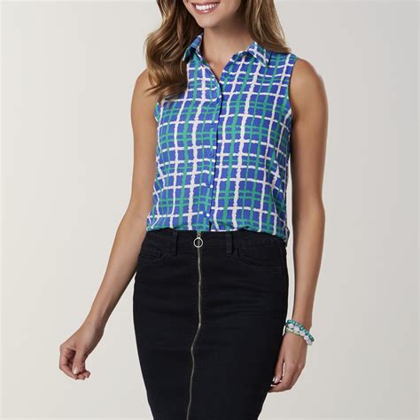 Simply Styled Womens Sleeveless Blouse Plaid
