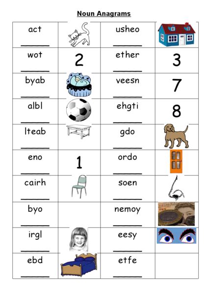 Noun Anagrams Worksheet For 1st 2nd Grade Lesson Planet