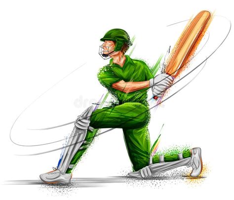 Batteur Jouant Des Sports De Championnat De Cricket Illustration De