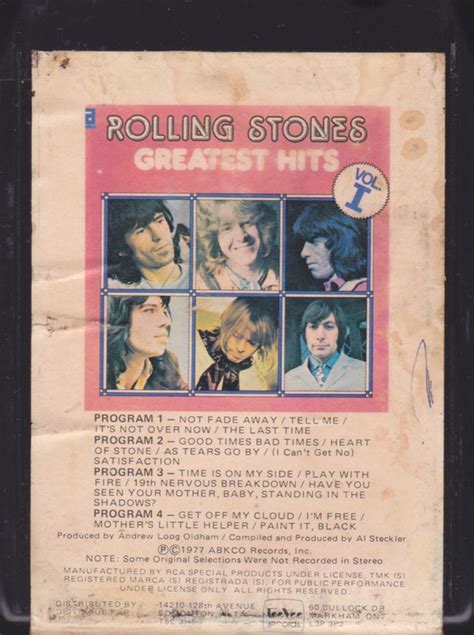 Rolling Stones Greatest Hits Vol 1 1977 8 Track Cartridge Discogs
