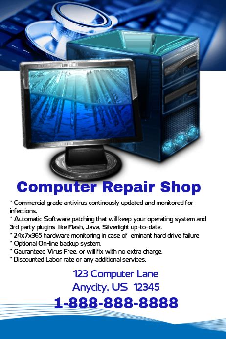Printed flyers are an easy and effective way to raise awareness of your message, brand or cause. Computer Repair Shop Flyer Template | PosterMyWall