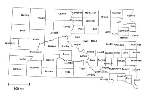 Map Of South Dakotas 66 Counties Download Scientific Diagram