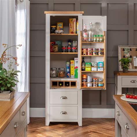 Downton Grey Painted Kitchen Large Single Larder Pantry Cupboard The