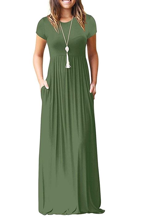 Auselily Short Sleeve Maxi Dress With Pockets