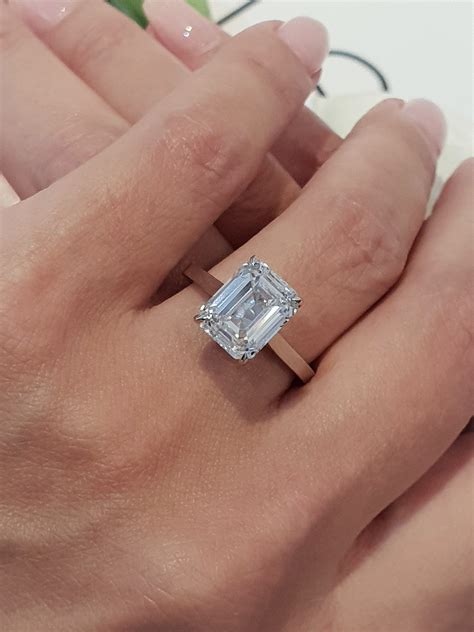 2 Carat Emerald Cut Lab Created Diamond Engagement Ring Etsy
