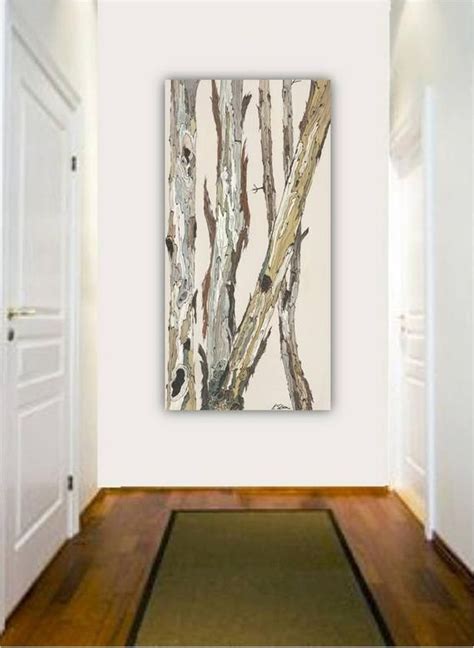 Oversized Huge Vertical Pastel Wall Art Long Canvas Print White Tree