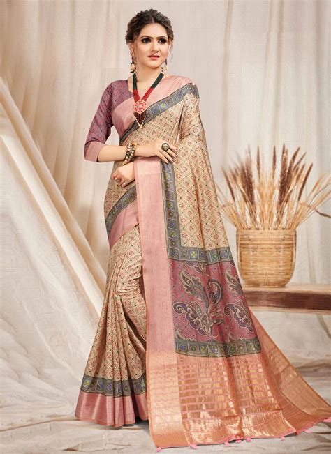 Shop Printed Cotton Multi Colour Classic Designer Saree Online 184977