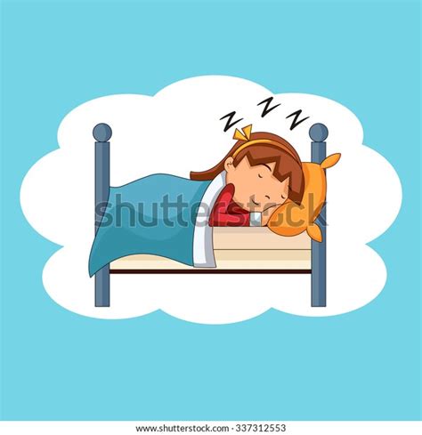 Girl Sleeping Bedtime Vector Illustration Image Vectorielle De Stock