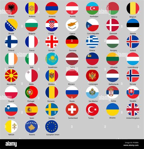 Vector Illustration Of Different Countries Flags Set All Round Flags
