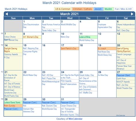 Print Friendly March 2021 Us Calendar For Printing