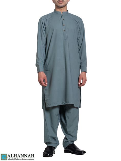 Mens Pakistani Style Salwar Kameez Aqua Green Me928 Alhannah Islamic Clothing
