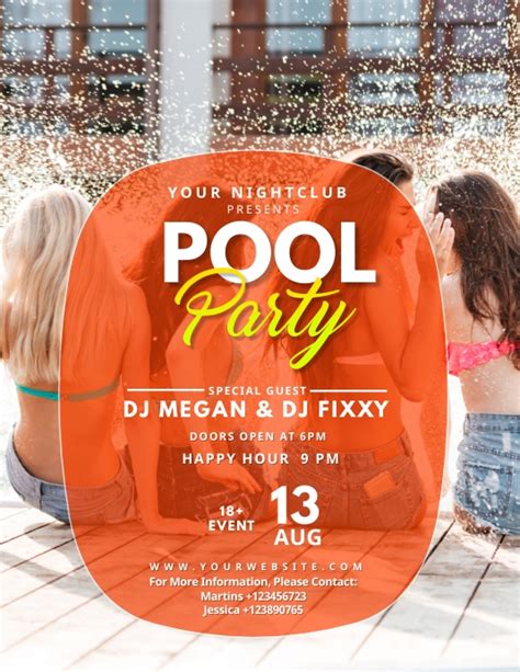 Summer Pool Party Invitations For Adults Template Postermywall