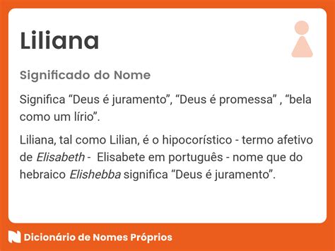 Significado do nome Liliana Dicionário de Nomes Próprios