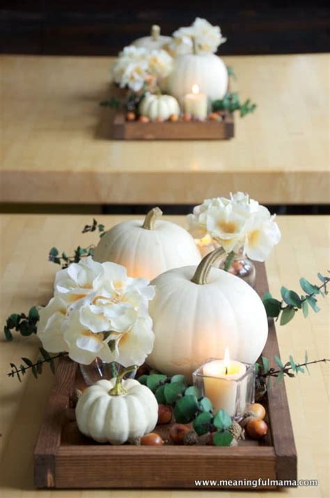 Contemporary Fall Centerpiece Idea With White Pumpkins