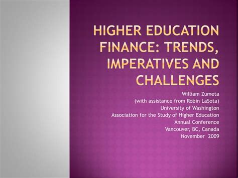 Ppt Higher Education Finance Trends Imperatives And Challenges