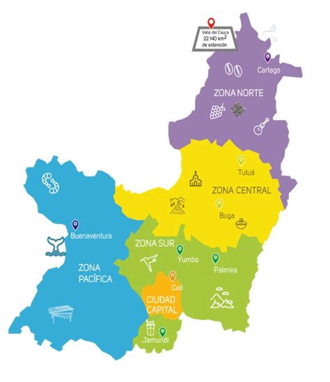 Mapa Turistico Valle Del Cauca Colombia EventualizateCali