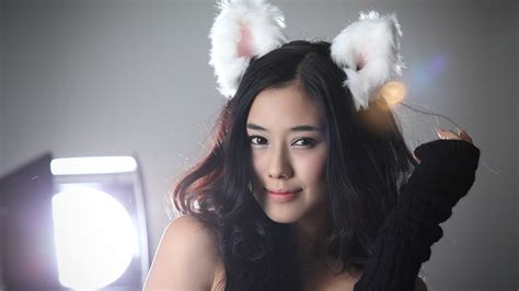 wallpaper 1920x1080 px asians brunettes bunny cat ears korean lingerie models women