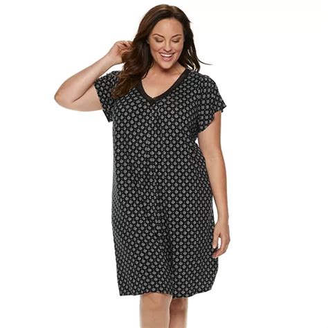 Plus Size Croft And Barrow® Printed V Neck Nightgown